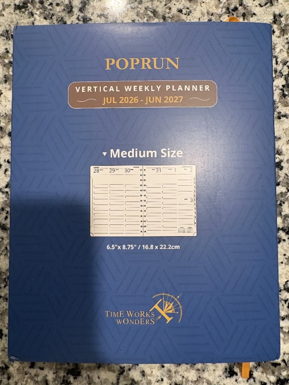 Time Works Wonders Poprun Vertical Weekly Planner 7/26-6/27 New-Blue